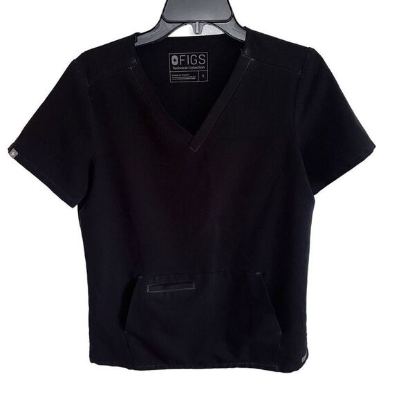 FIGS Technical Collection V-neck black scrubs - Picture 1 of 5